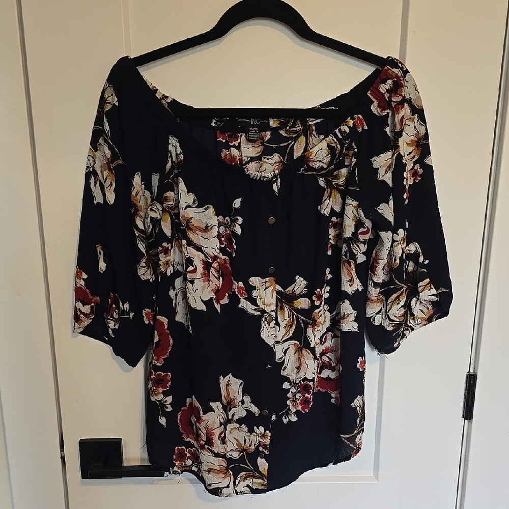 Elegant Black Floral Off-Shoulder Blouse